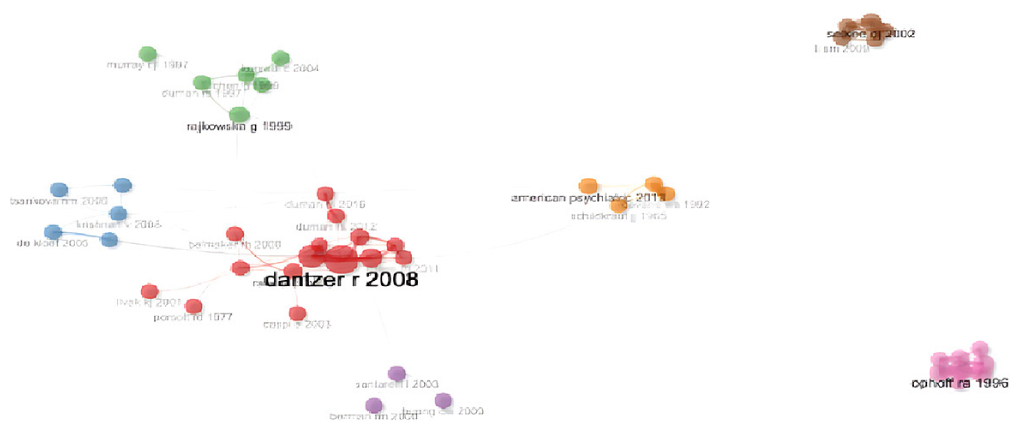 Co-citation network for molecular mechanisms and pathophysiology of anxiety and depression.